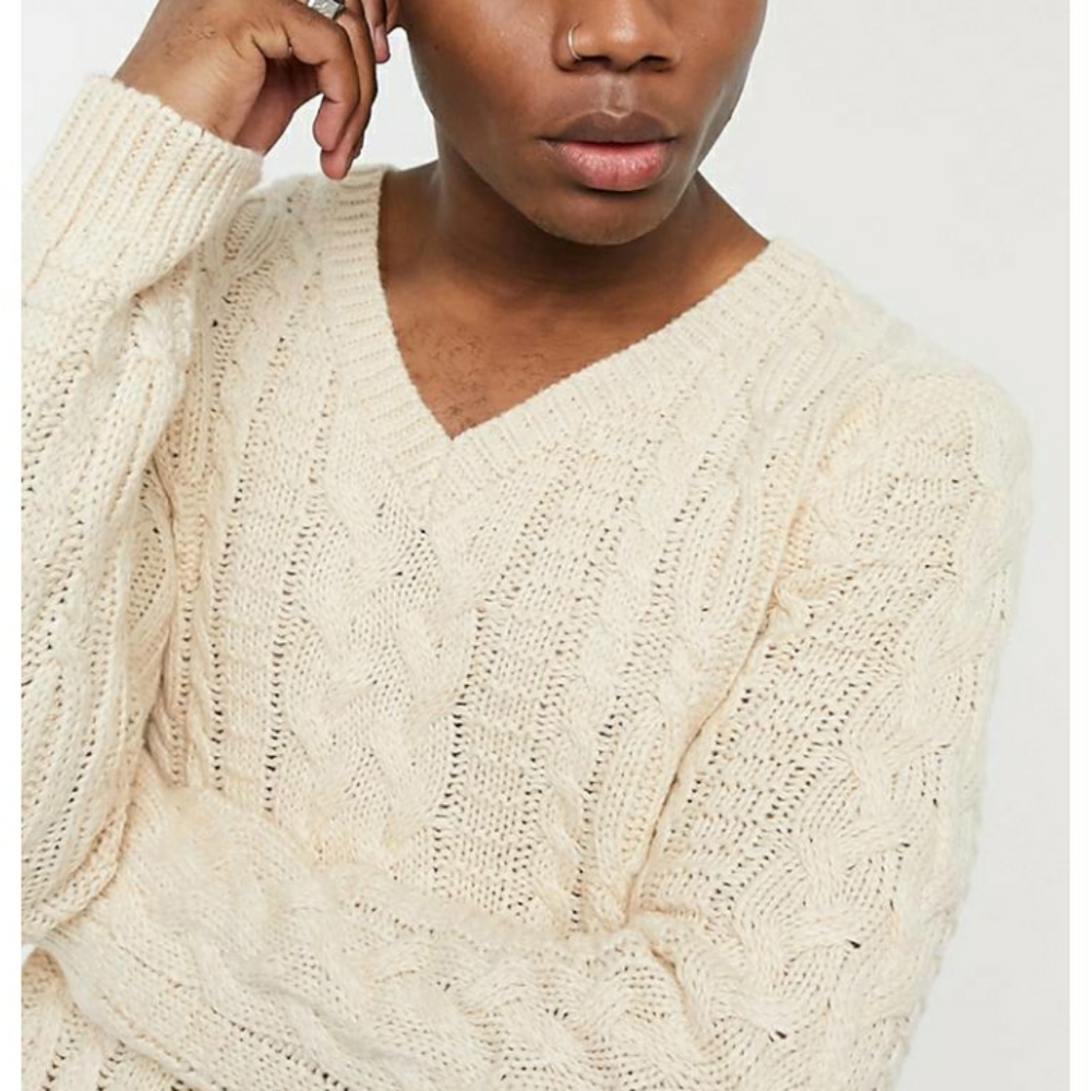 ASOS knitted Sweater in Color: Ecru Size: Small.
